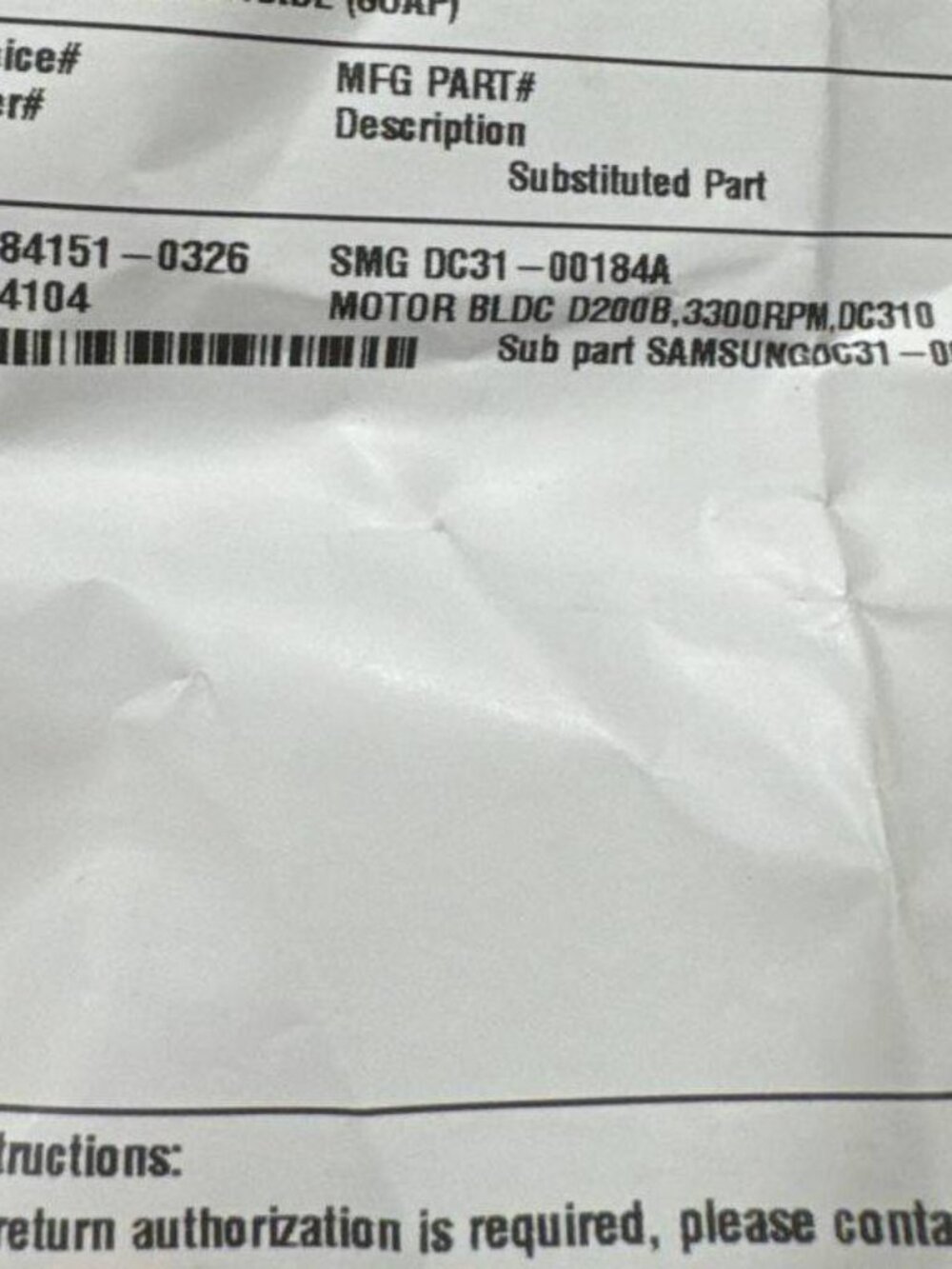 DC31-00184A Motor BRAND NEW OEM with receipt